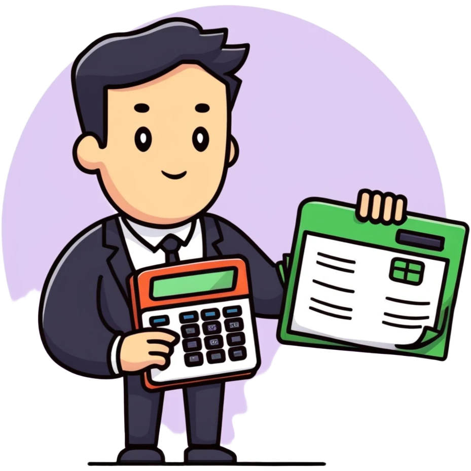 male accountant with calculator and financial documents emoji