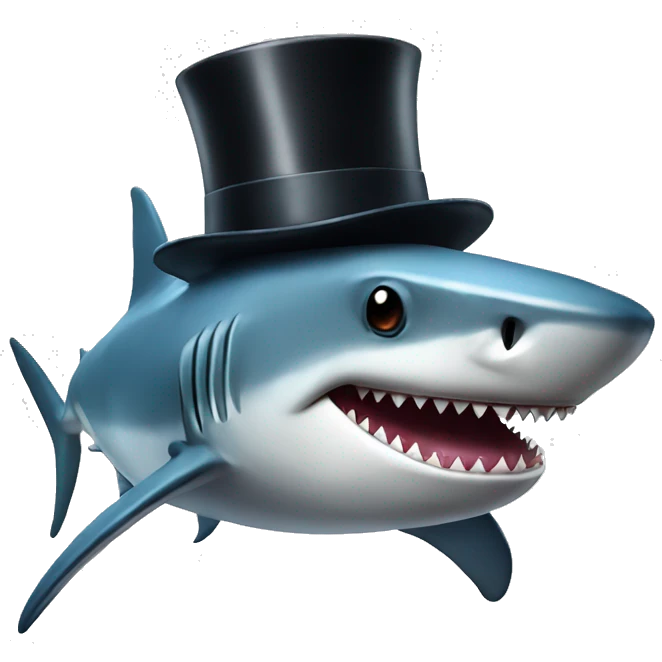 Shark with a top hat emoji