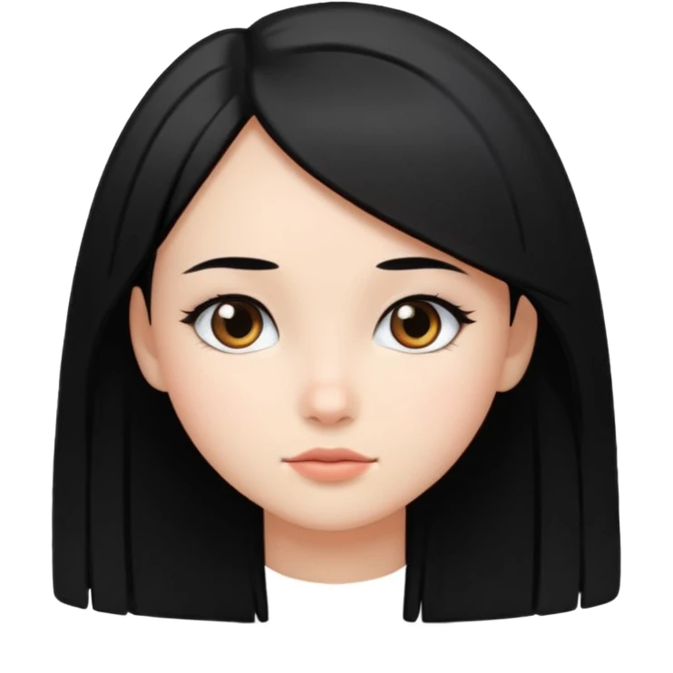pretty girl with straight black hair, looking to the side emoji
