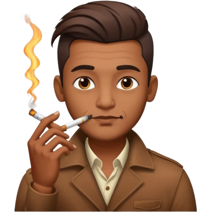 Indian brown guy with side gfade hair style, smoking cigarette emoji