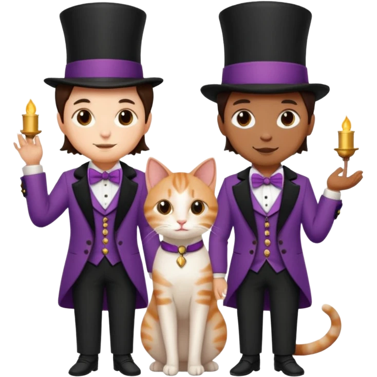 magician couple and their pet cat emoji