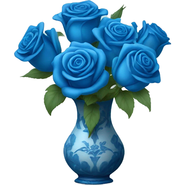 Vase of blue roses emoji