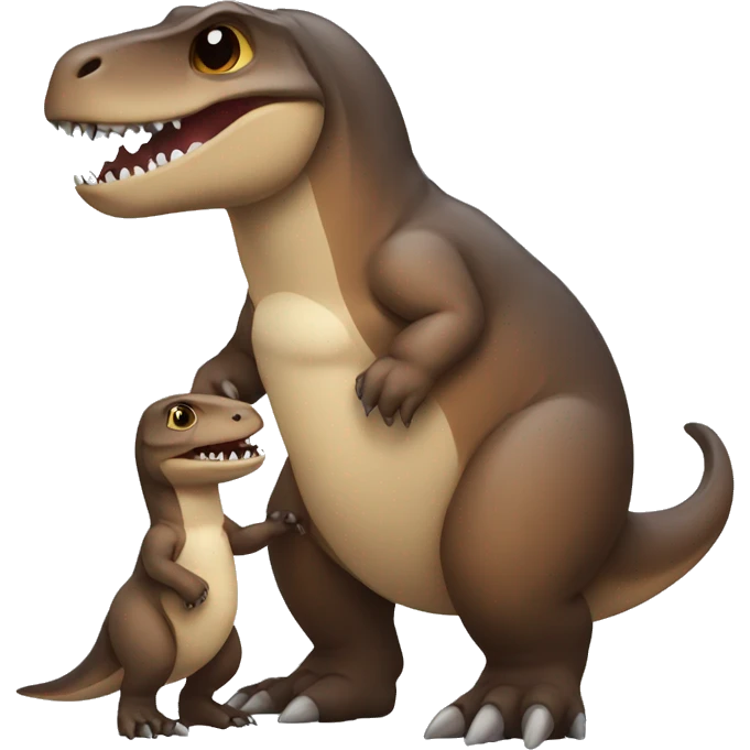 Trex with otter holding hands together  emoji