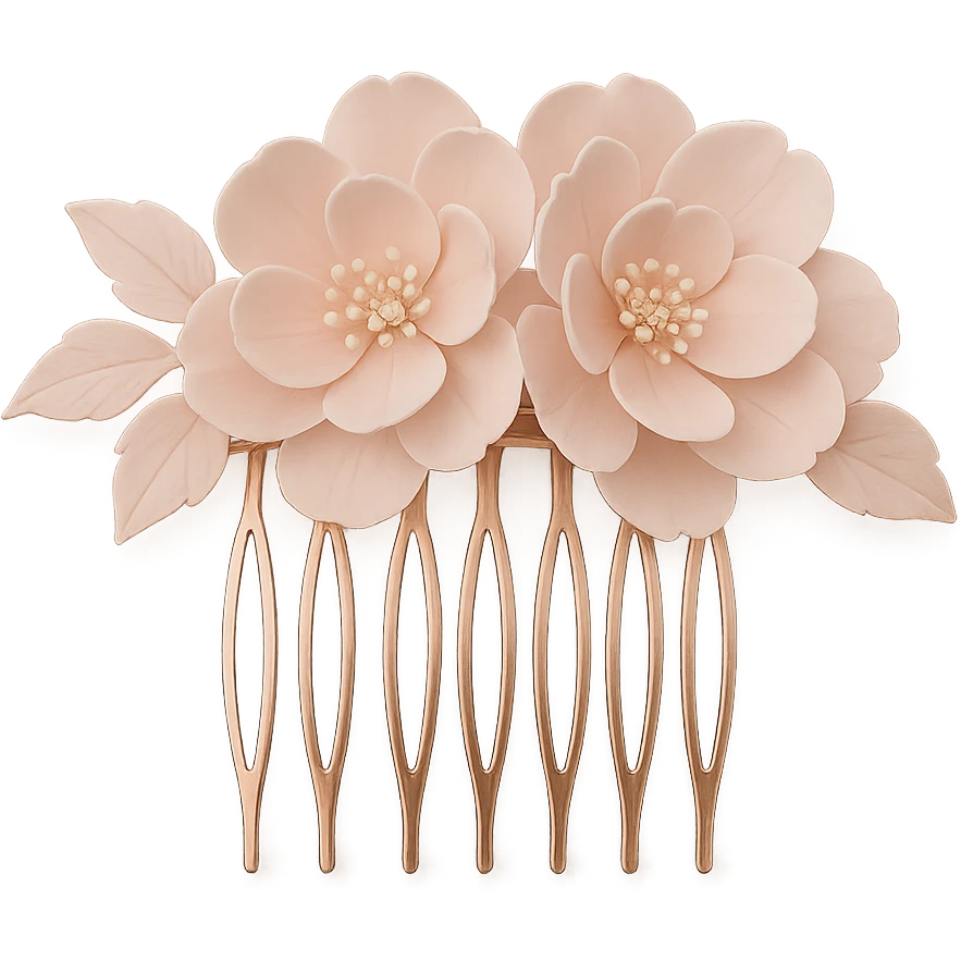 pink floral hair comb, elegant and modern emoji