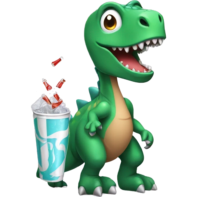 Dinosaur with soda emoji