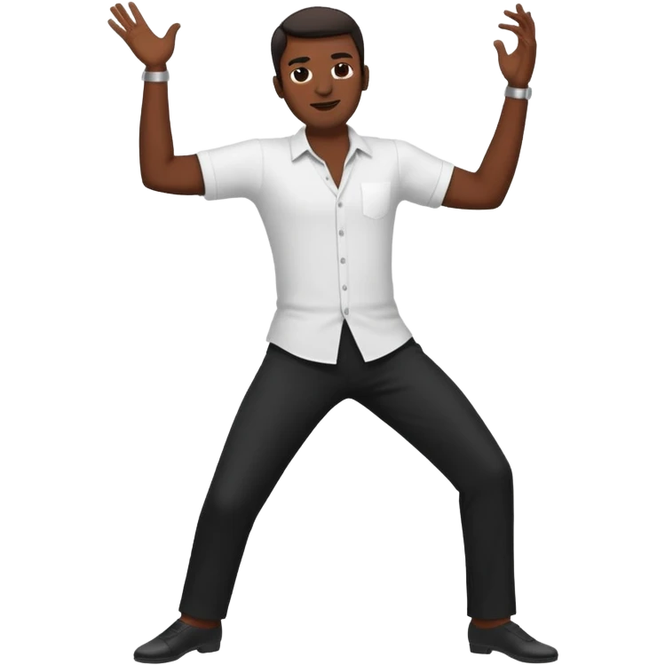 танцующий мужчина в полный рост в рубашке белой и черных брюках emoji