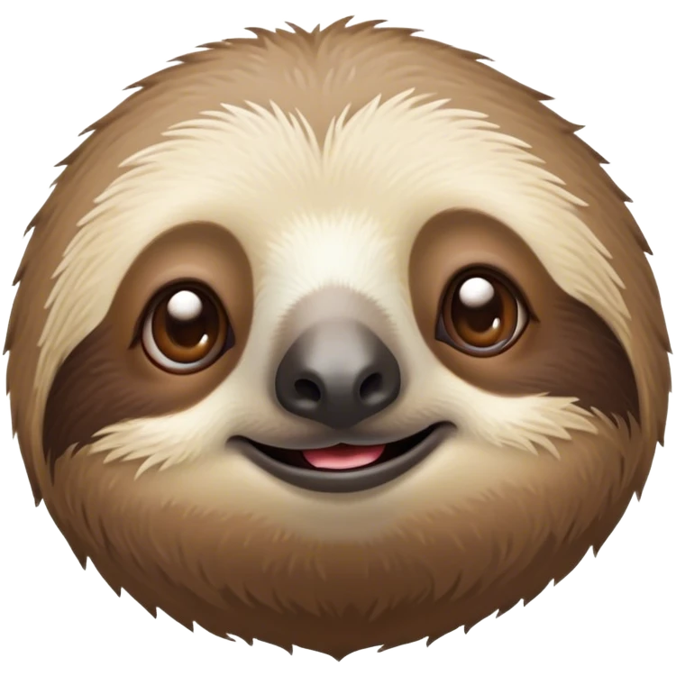 Cinematic Cute Sloth Portrait Emoji, Head tilted playfully and inquisitively, with a delightfully relaxed expression accented by a soft, fuzzy Fur and round, sparkling eyes filled with charm, Simplified yet irresistibly adorable features, highly detailed, glowing with a warm, gentle glow, high shine, affectionate and laid-back, stylized with a touch of whimsical laziness, bright and endearing, soft glowing outline, capturing the essence of a mischievous yet loving sloth that seems as if it could slowly dangle out of the screen into your arms! emoji