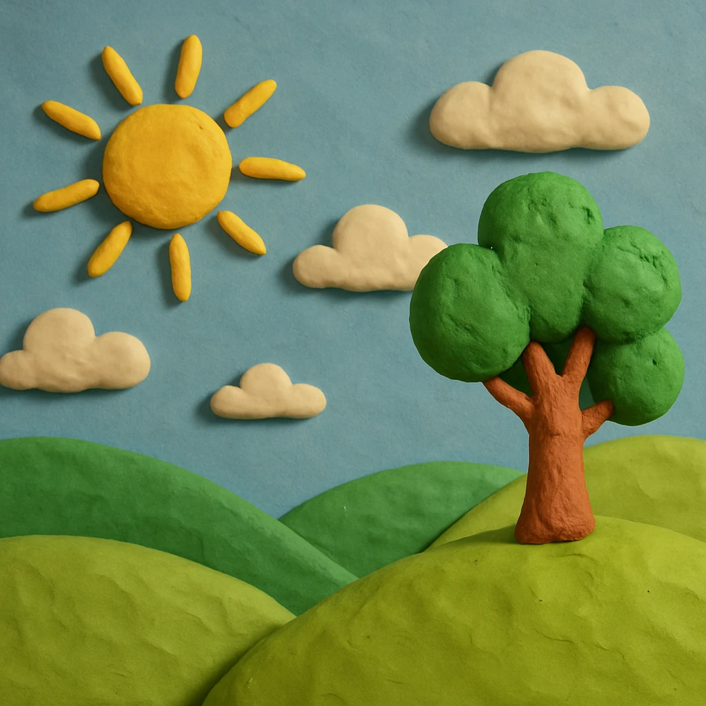 sunny landscape scene in claymation style emoji