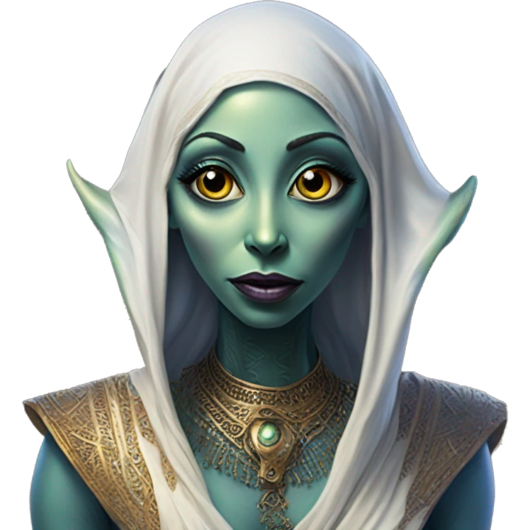 Alien in Aladdin style, oil paint, UFO eyes, intricate lips, intricate portrait, beautiful, desirable, logical, Arabic emoji