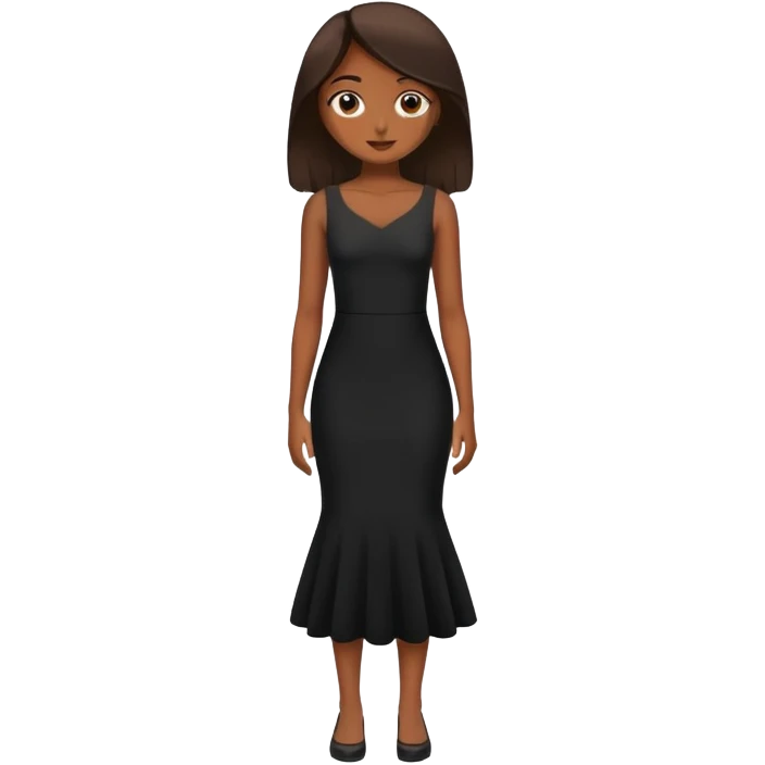 full body brown skinned girl in a black dress emoji