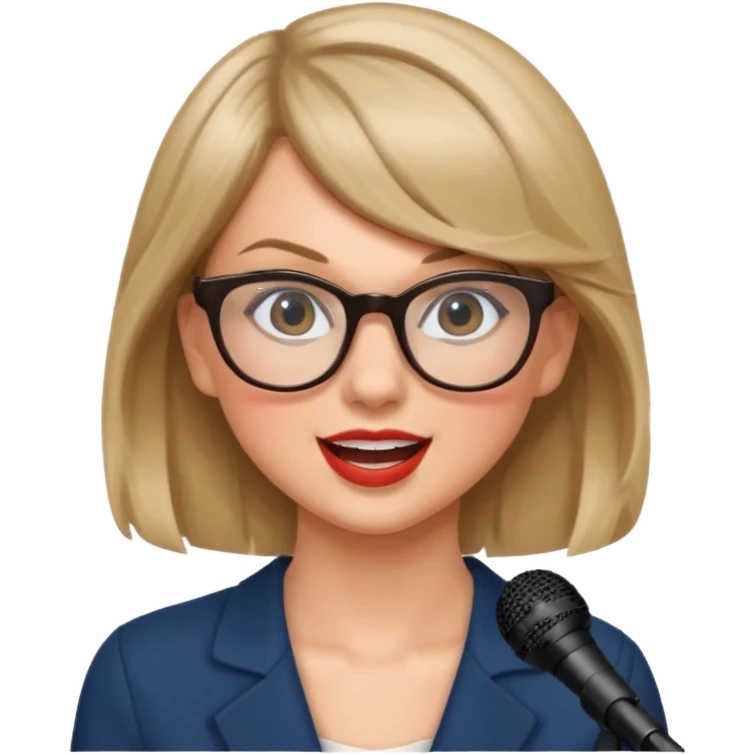 taylor swift with glasses singing emoji