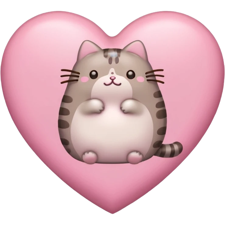 pusheen heart Pink cute emoji
