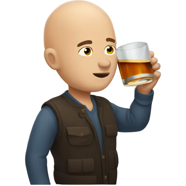 Bald guy drinking whiskey emoji