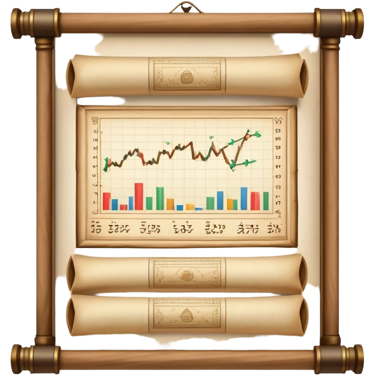 ancient scrolls with trading charts on the screen emoji