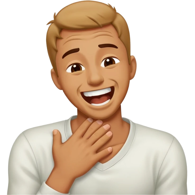 Man choking himself while laughing  emoji
