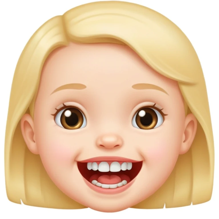A baby girl with two down teeth  emoji