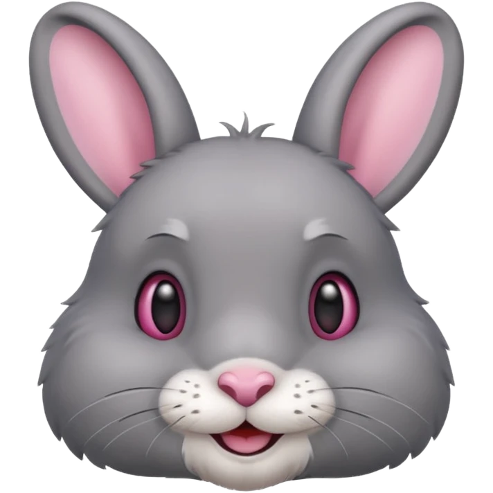 Head of a grey rabbit, smilling
 emoji