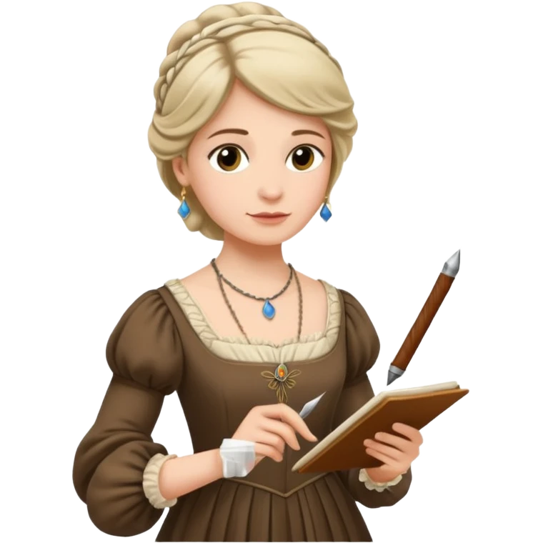 Jane austin writing with a quill in hand emoji