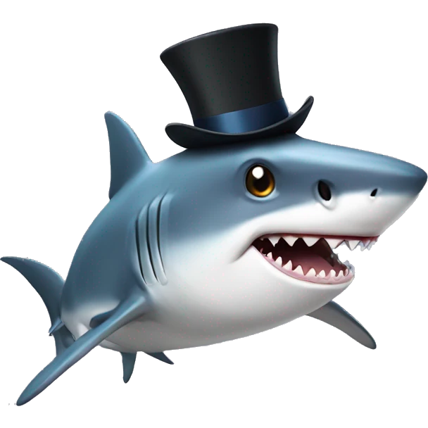 Shark with a top hat emoji