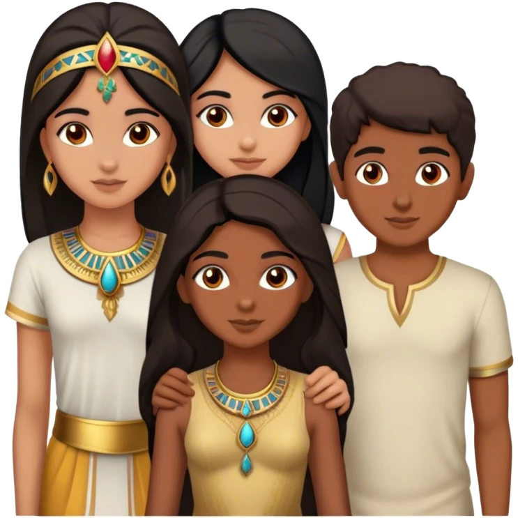 4 bestfriends, 1 indian girl, 1 Egyptian boy, persian girl 1 moroccan boy 1 black boy emoji