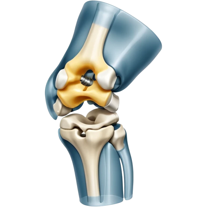 3D render of Metal Plate in Knee, X-Ray imaging aesthetic, translucent materials showing internal structure, white leg bones with bright opaque white metal screws, medical scan style, Apple emoji style, isolated on white background --v 6.0. emoji