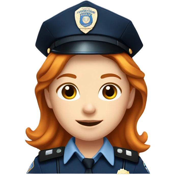 face of ginger girl police officer teen cute blue uniform  policia badge brown eyes emoji