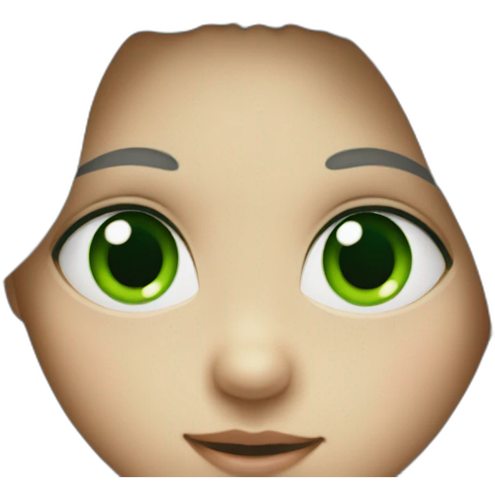 Baby face with green eyes and grey skin emoji