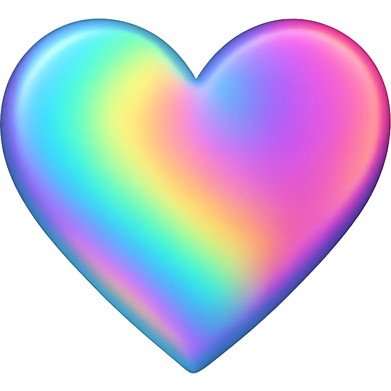 heart with a rainbow holographic effect, clean digital illustration emoji