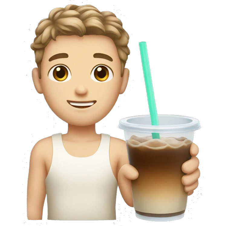 white boy with boba tea emoji