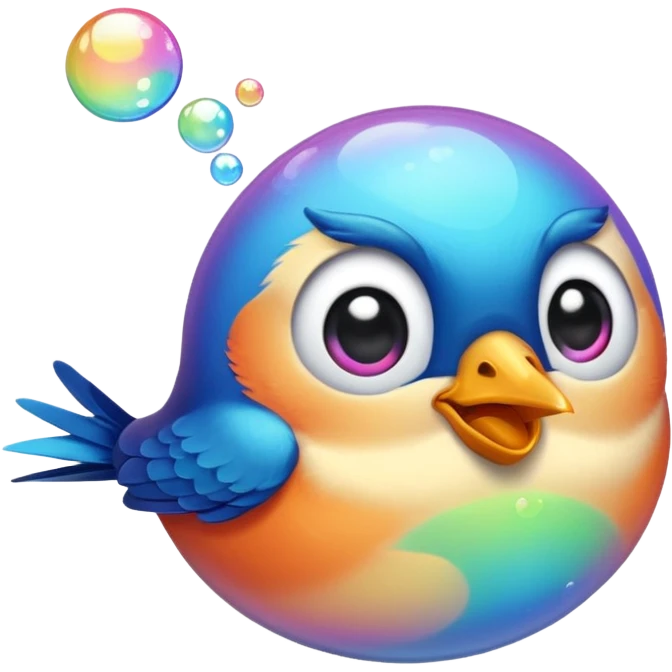 bird blowing bubbles emoji