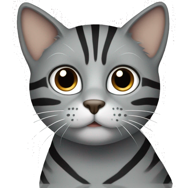 Grey cat with black and brown stripes emoji