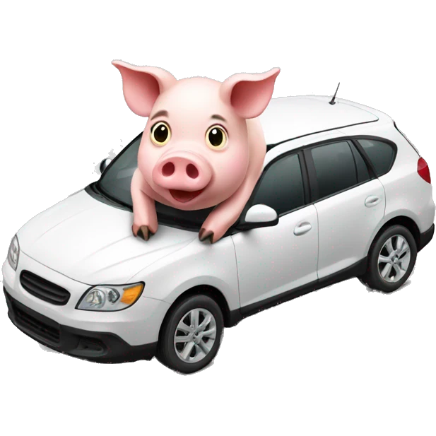 pig on car emoji