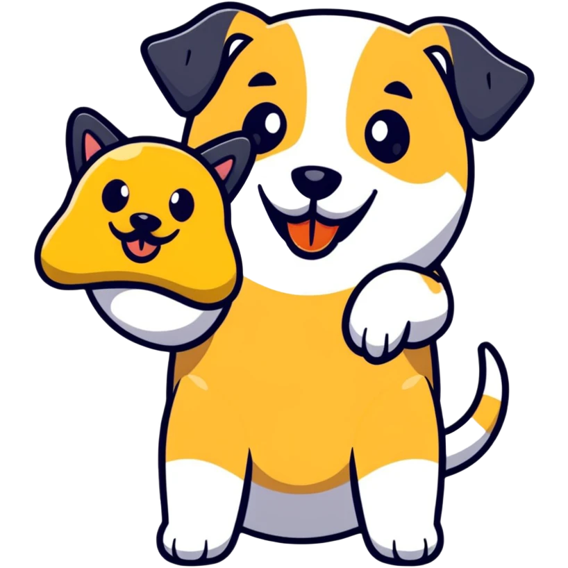 playful emoji eating a dog emoji