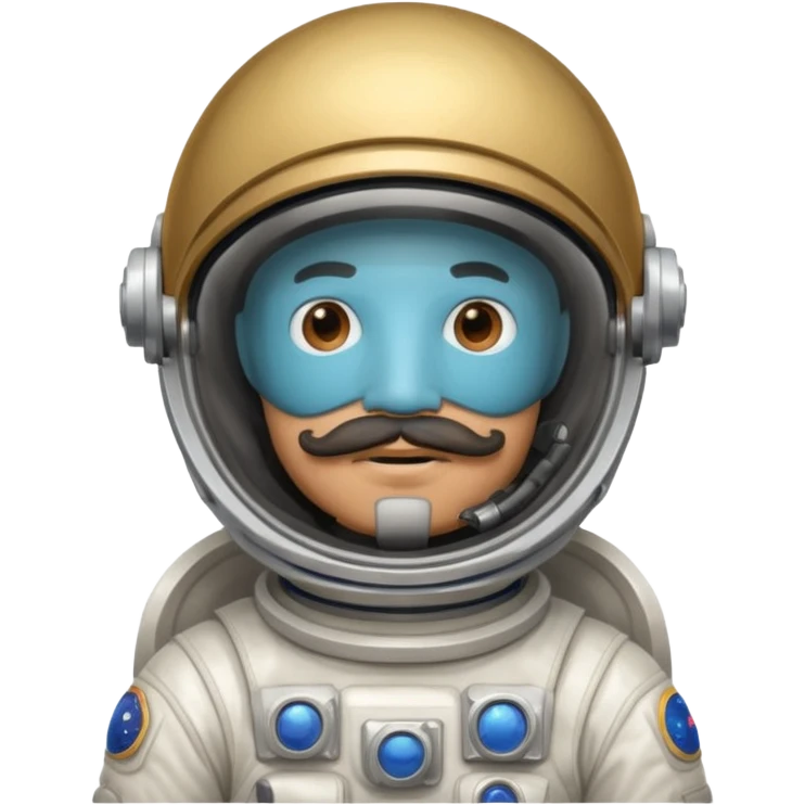Mustached astronaut man holding helmet emoji