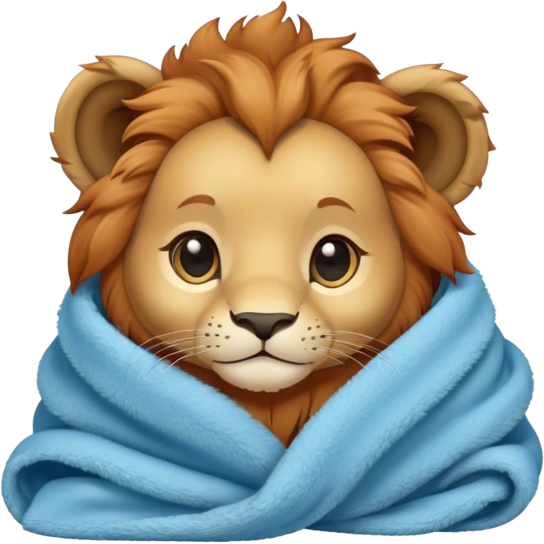 Baby lion cozy in blanket  emoji