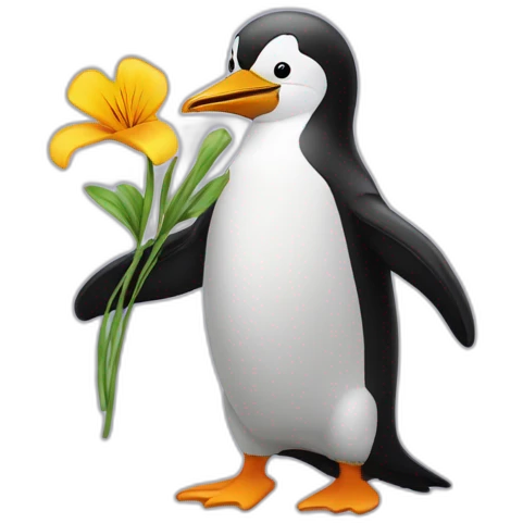 Pingouin qui a une fleur emoji