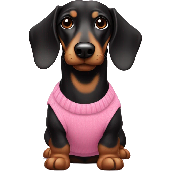 Black & tan sausage dog wearing pink jumper  emoji
