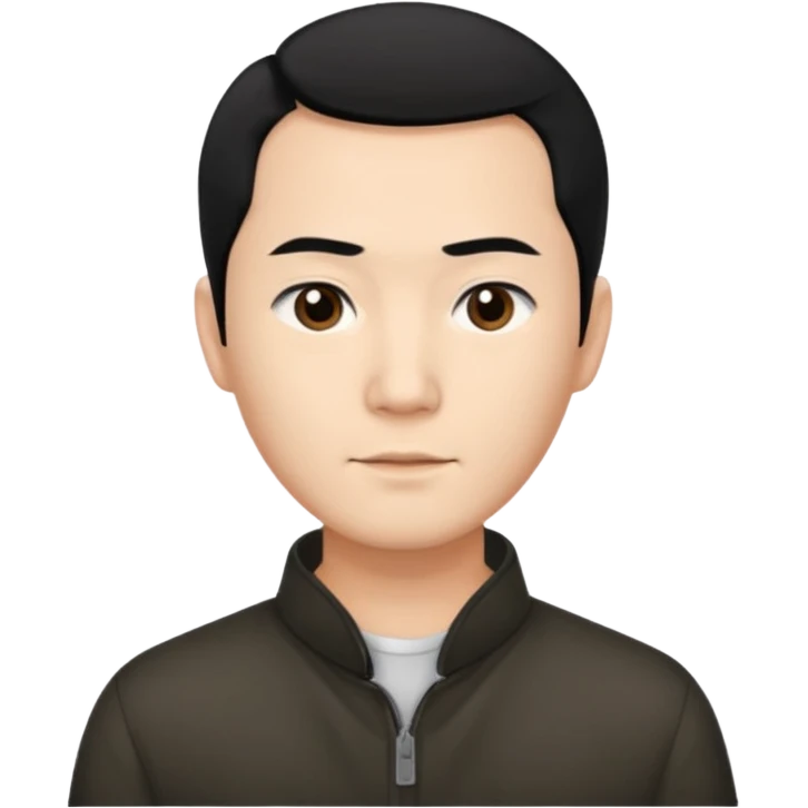 Create an emoji-style image of an Asian man with a middle-part hairstyle and a receding hairline. emoji
