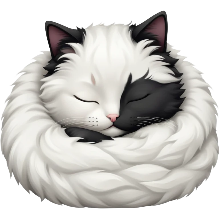 sleeping white and black cat emoji