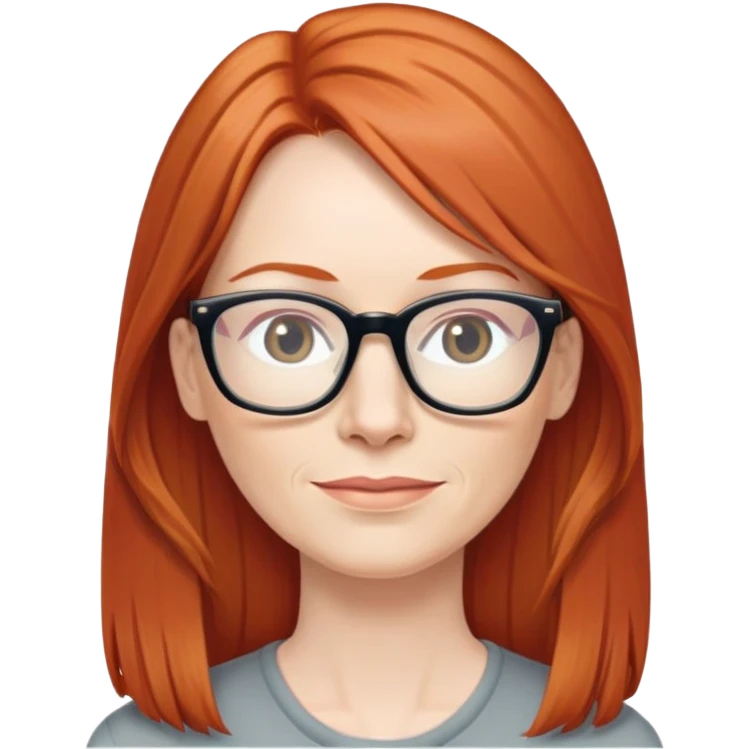 middle age Red head long straight hair pale skin wearing glasses emoji