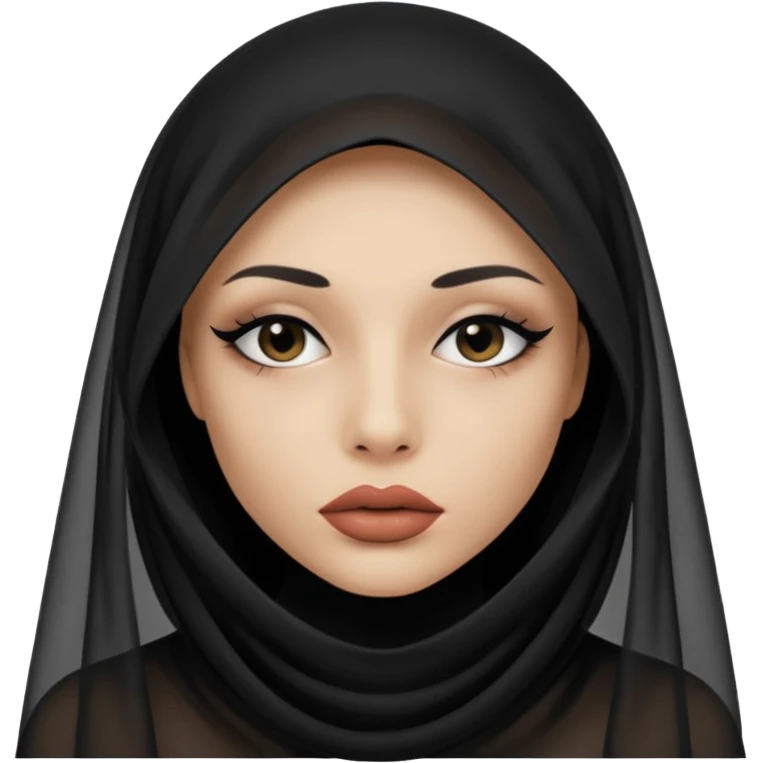 Face hidden under sheer black veil, lips and eyes barely visible emoji