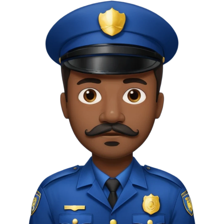 black men with mustache wear police's uniform emoji