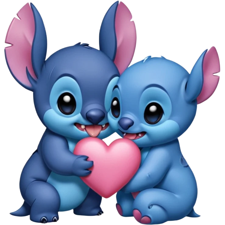 Puedes crear un Match de Stitch (azul y rosada) por separado simulando que se dan un beso, tipo sticker OS phone emoji