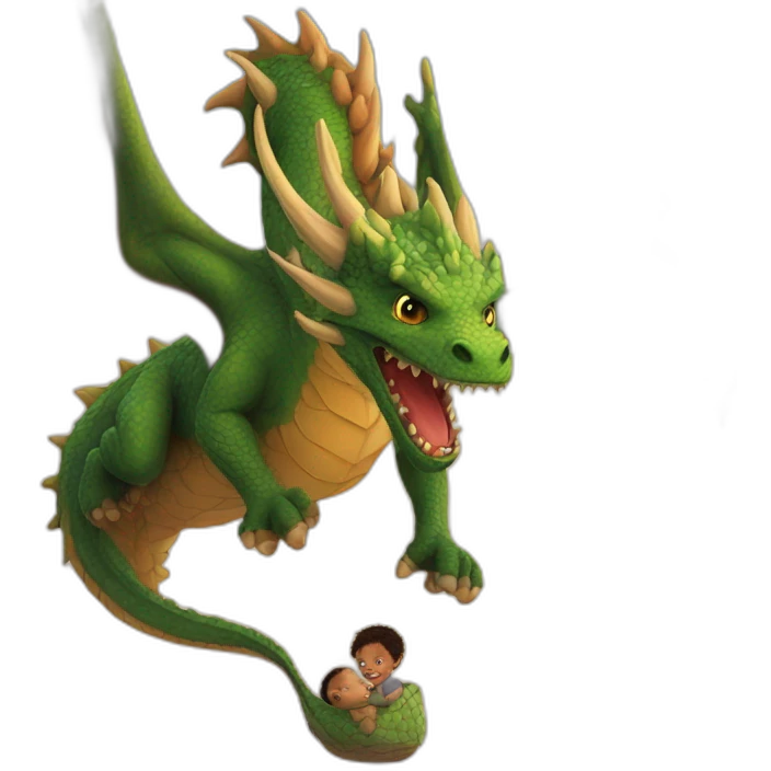 flying giant dragon with a baby human emoji
