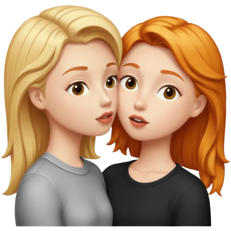 Blond girl and ginger girl kissing  emoji