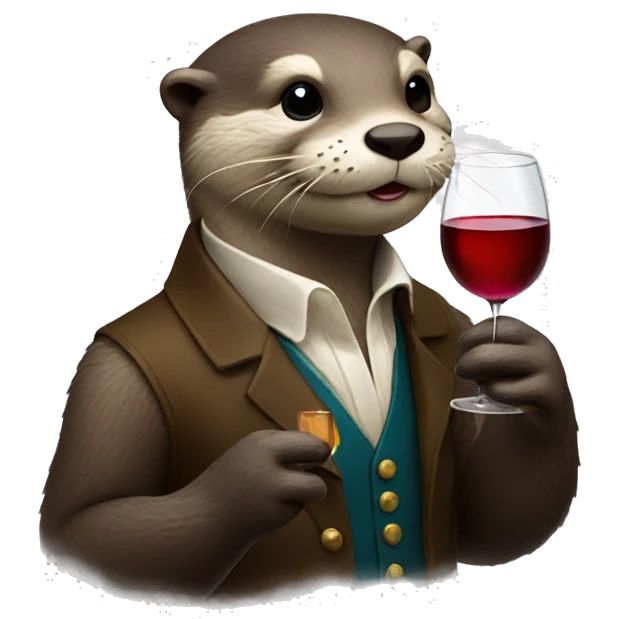 Otter with a glass of wine and a cigarette in his hands emoji