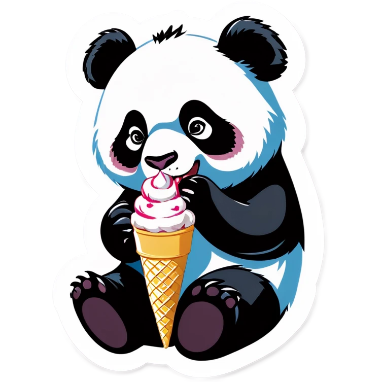 Panda eating ice cream emoji