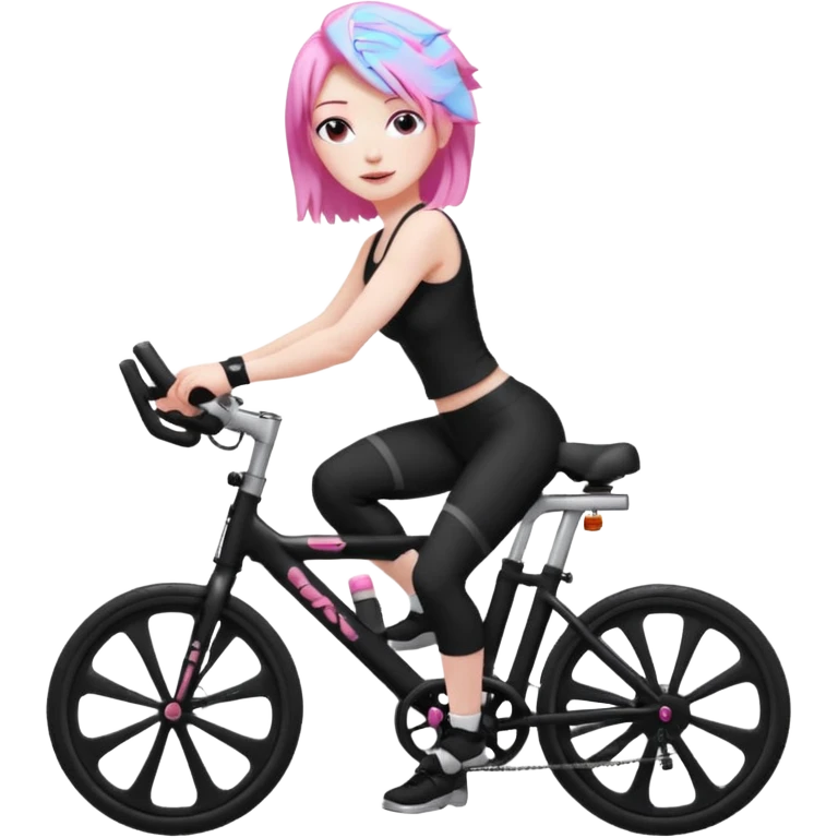 Bicycles Ergonomic bicycle of gym: seated white woman with hair black clothes pink emoji