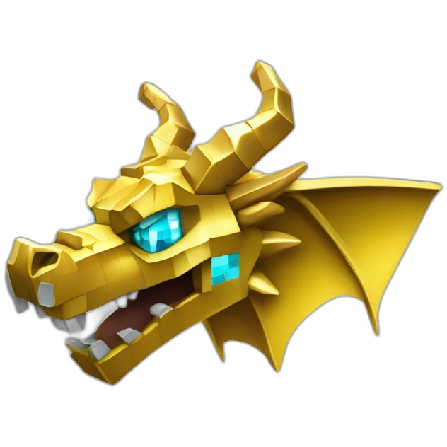 Minecraft Glitter Gold Dragon Head With Diamond Horn emoji
