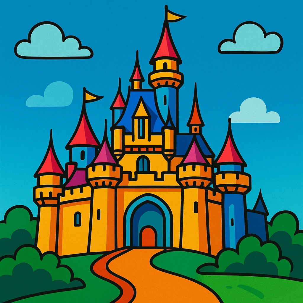 disney castle, vibrant toon style emoji